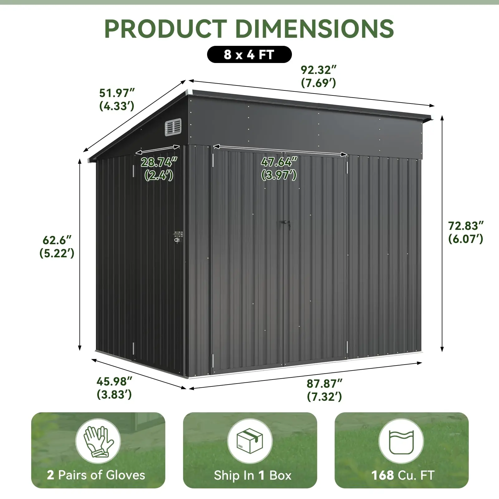 35 Cu.Ft Outdoor Storage Cabinet with Floor Black