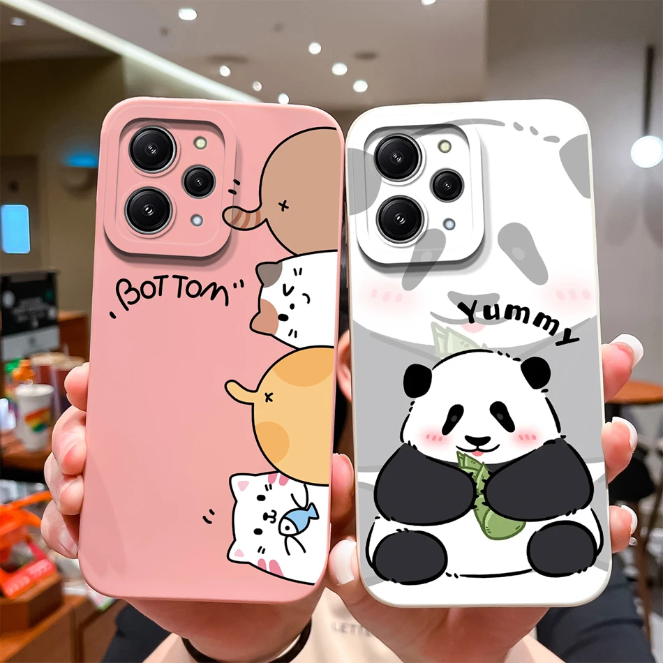 For Redmi 12 Case Swwet Cool Soft Phone Cover For Xiaomi Redmi12 4G 5G Full Protection High Quality Liquid Silicone Bumper Funda