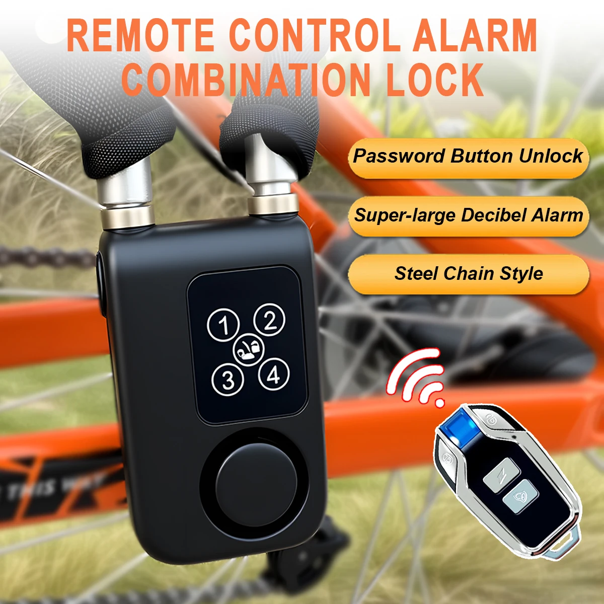 

Private Label Sturdy Chain Password Lock for Garage Doors Remote Control for Bicycle E-Scooter Motorcycle Gates Digital Lock