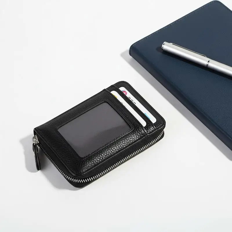 Organ Card Bag Edition Portable Women Men Short Bank Card Cover Business Card Clip Zipper Vertical Handheld Bag