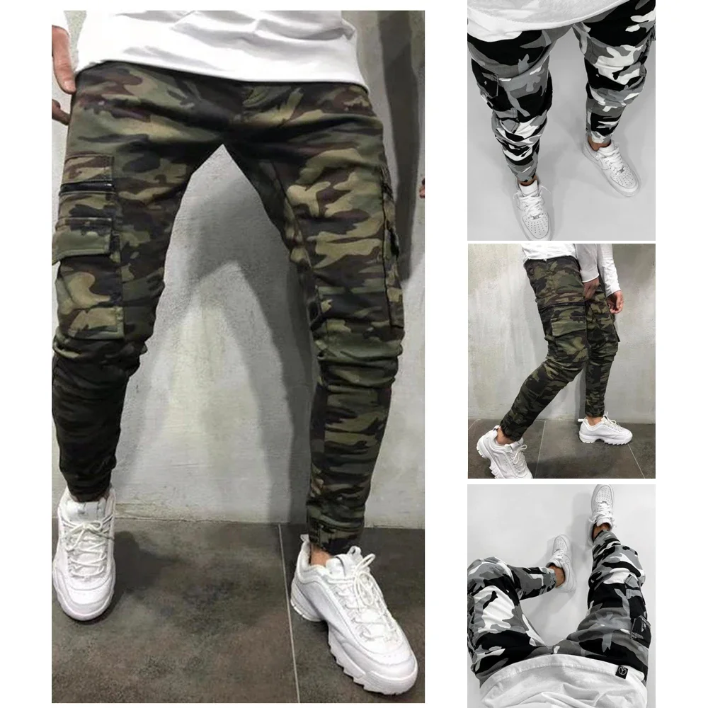 

2024 Men's Fashion Joggers Camouflage Jeans Youth Personality Slim Trend Jeans Trousers Spring and Autumn Cargo New Men's Pants