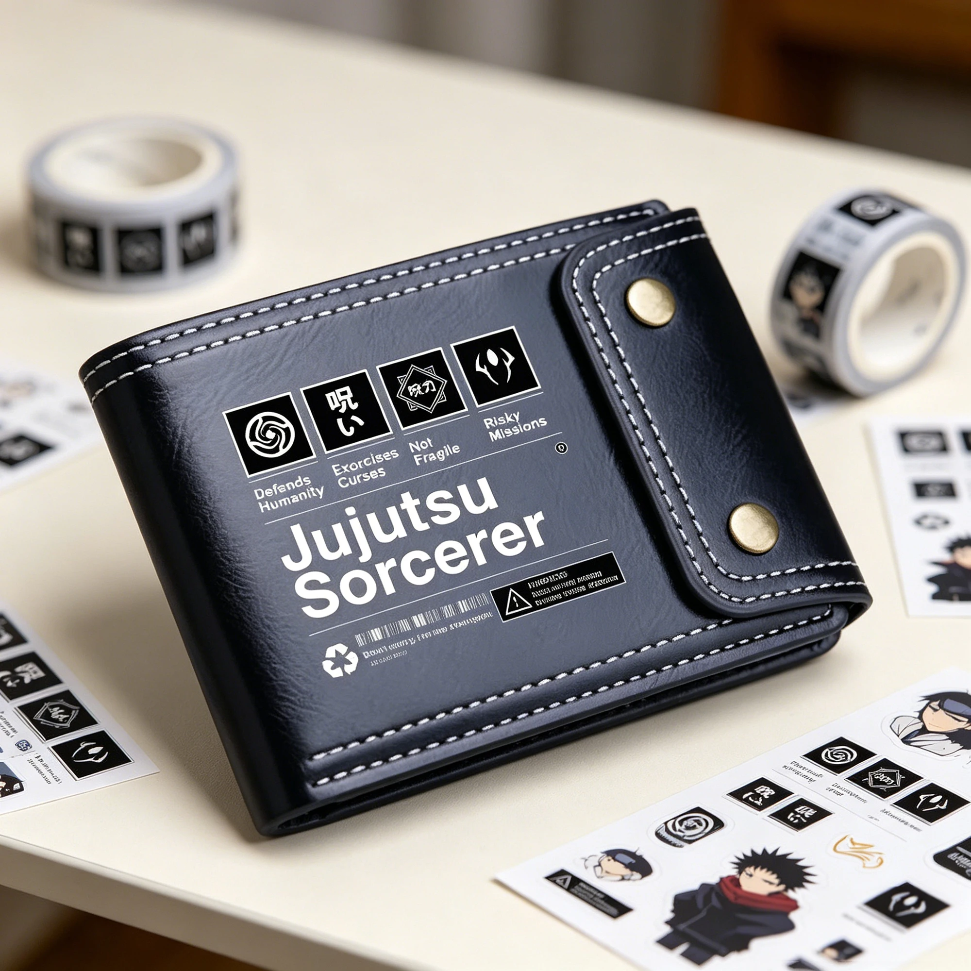 

Anime Jujutsu Kaisen Luxury Short Wallets Card Holders PU Leather Coins Purses Cartoon Printing Money Bags Boys Cash Clutch Bags