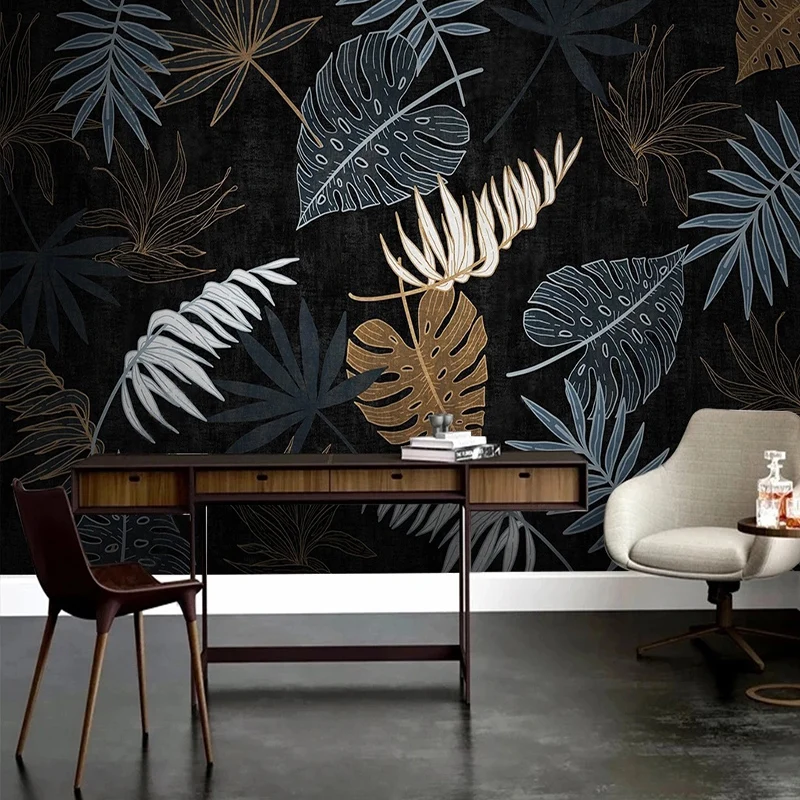 

Custom Mural Wallpaper Modern 3D Tropical Plant Leaves Living Room TV Sofa Background Wall Decor Papel De Parede 3D Sala Fresco