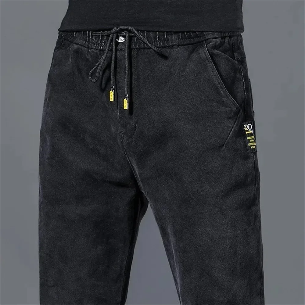 Fashion New Hip Hop Jeans Pants Men Loose Joggers Denim Casual Sweatpants Korea Ankle Length Trousers Streetwear Men Clothing