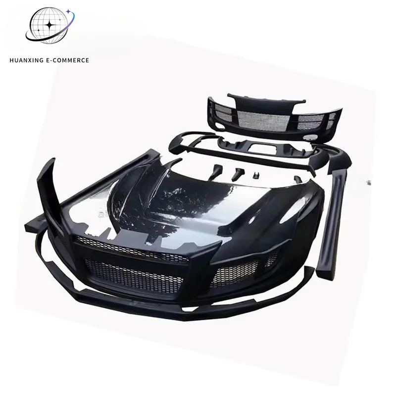 PPI Style Wide Body Kit FRP+CF for Audi R8 Bumper Engine Hood Side Skirts Wheel Arches Fender Spoiler Diffuser Splitter Car Part