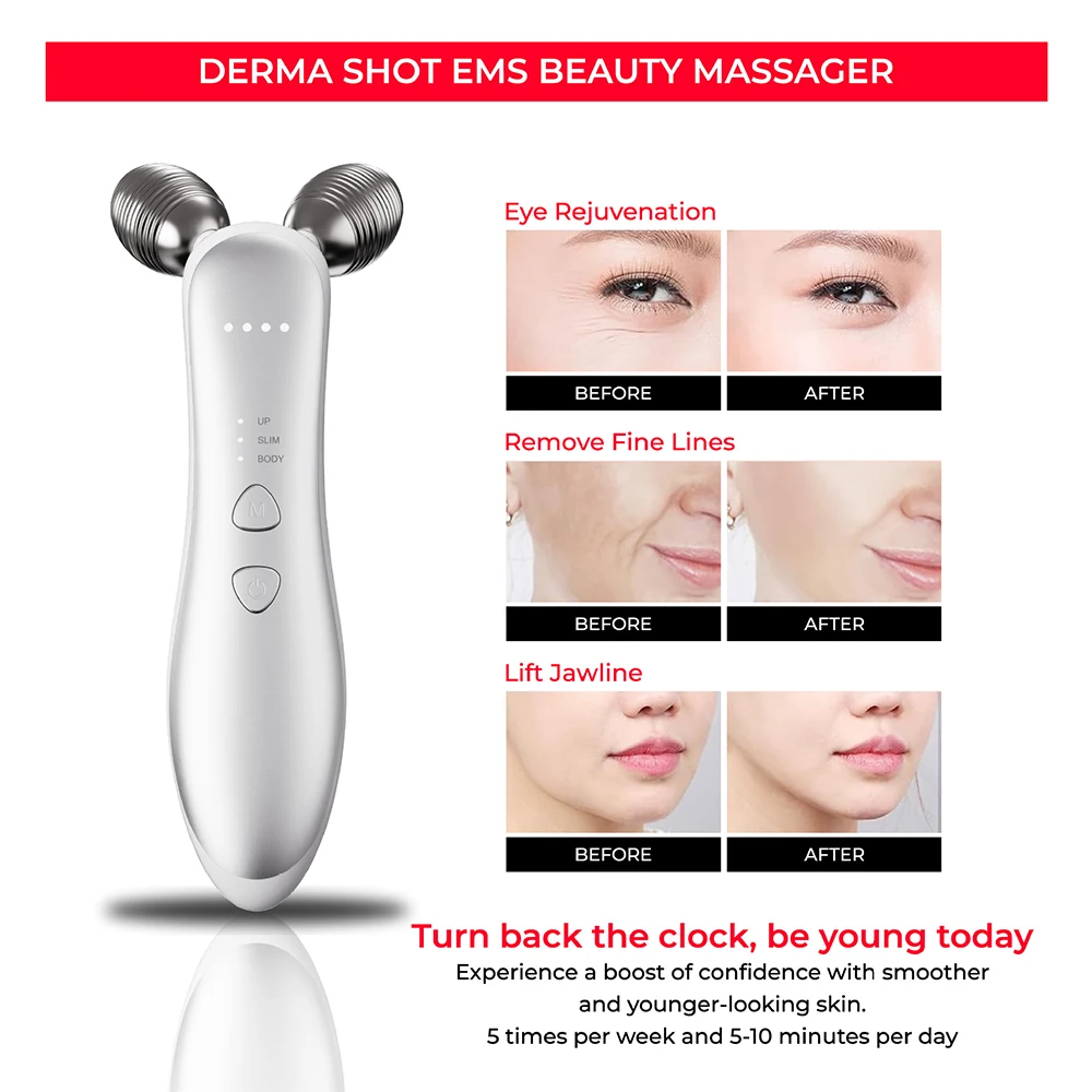Electric Facial Micro-current Beauty Instrument Face Lift Roller Massager Skin Tighten Thin Double Chin Massage Beauty Devices