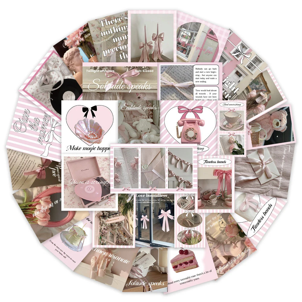 10/30pcs Kawaii Pink Ballet Style Aesthetic Stickers Cute Art Graffiti Decals for Suitcase Helmet Phone Waterproof Sticker Decor