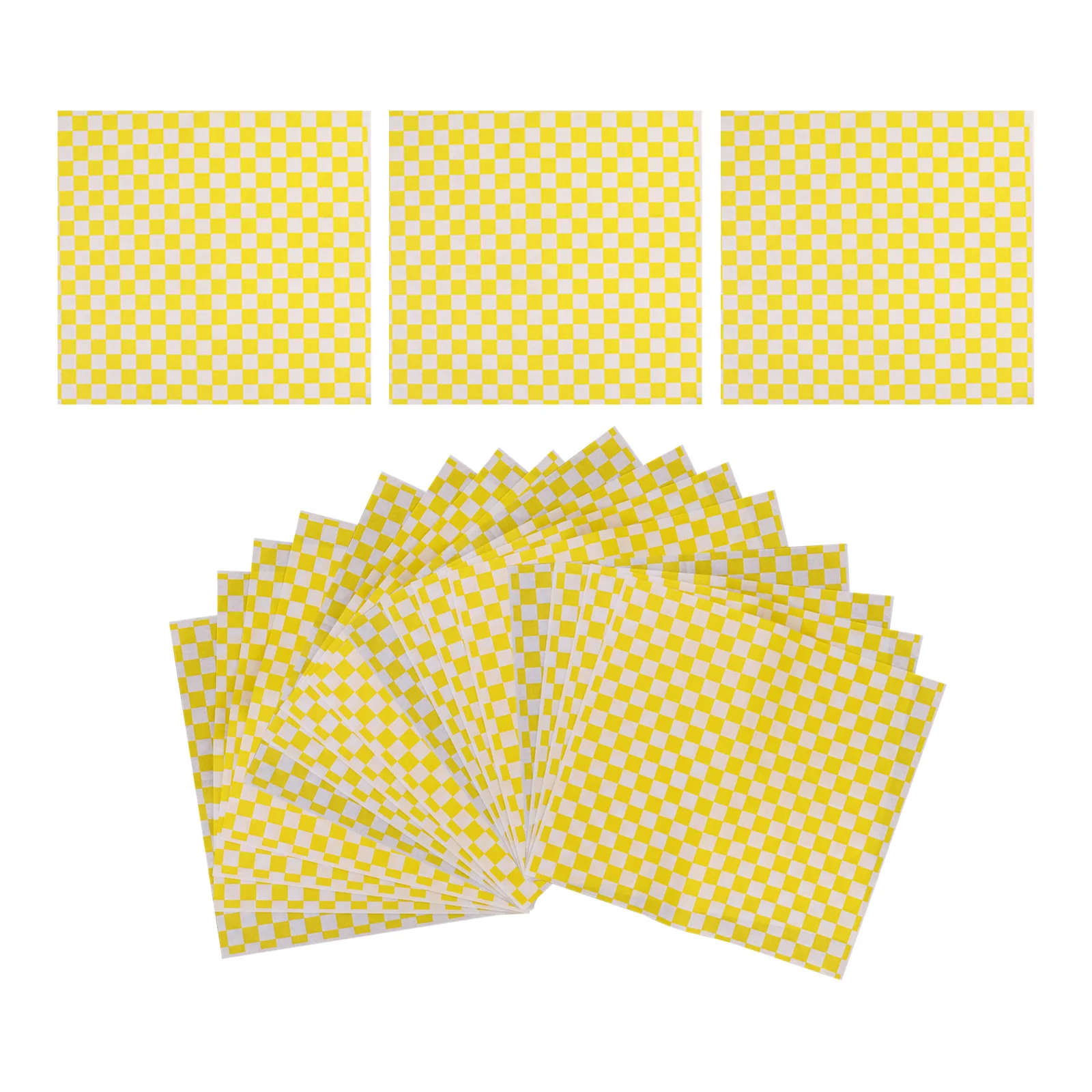 

100pcs Plaid Pattern Yellow Anti-Oil Baking Food Liners For Pizza Fried Snacks Greaseproof Parchment Sheets Paper Baking