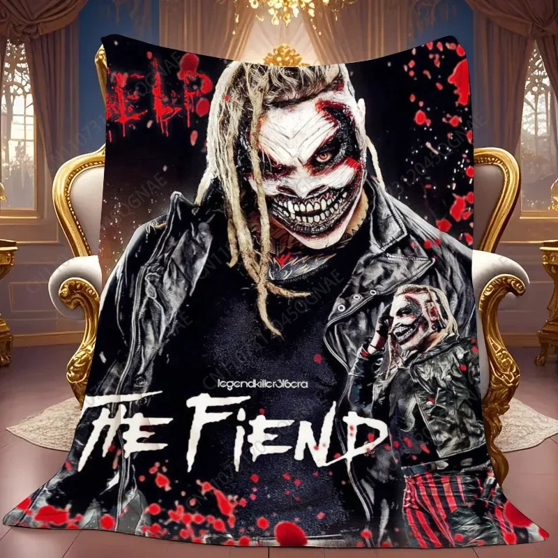 The Fiend Masked Horror Character Blanket - Soft Flannel Bedspread With -Inspired Logo & Iconic Face Design, All-Season Warmth F