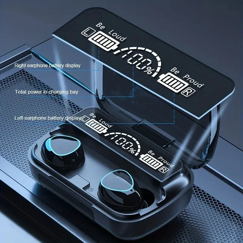 TWS Wireless Bluetooth Noise Reduction Earphone HIFI Stereo Music Sports Headphones Waterproof Headset with Mic Power Bank