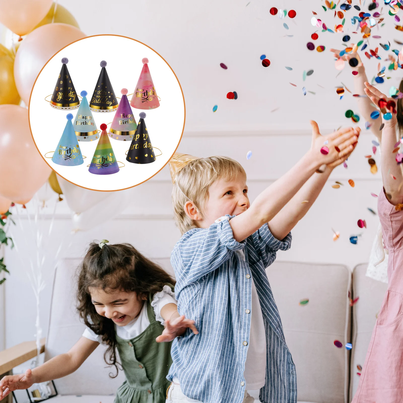 

8 Pcs Birthday Headwear Hat for Hats Caps Paper Cone