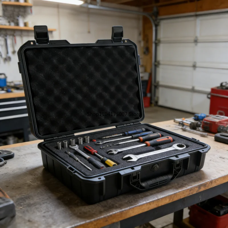 1 waterproof hard hand-held toolbox bag with pre cut sponge storage box, impact resistant unmanned driving chassis