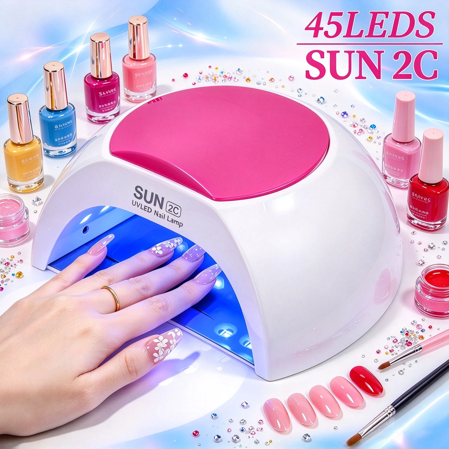 48W UV Light for Nails UV LED Nail Lamp with 4 Timer Settings Curing Compatible with All Gel Polish Nail Art Gel Dryer
