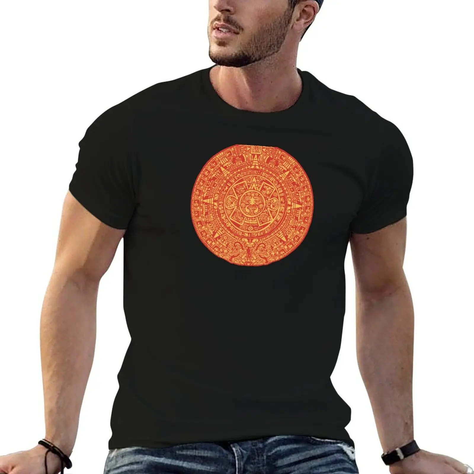 

The Aztec Sun Stone (v.2) T-Shirt customs design your own tees street wear man clothes mens white t shirts