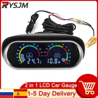 Medidor Digital de temperatura del agua para coche, voltímetro, sensor de temperatura del agua para motocicleta, LCD universal, 10mm, 12V, 24V, AD, 2 en 1