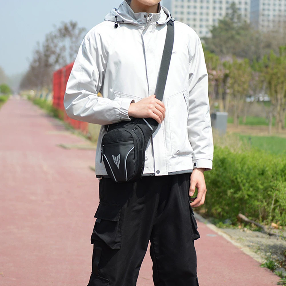 

Мужская мотоциклетная сумка на бедро с множеством карманов, светоотражающей полосой и поясным ремнем, повседневная спортивная сумка-бананка для мотоциклистов