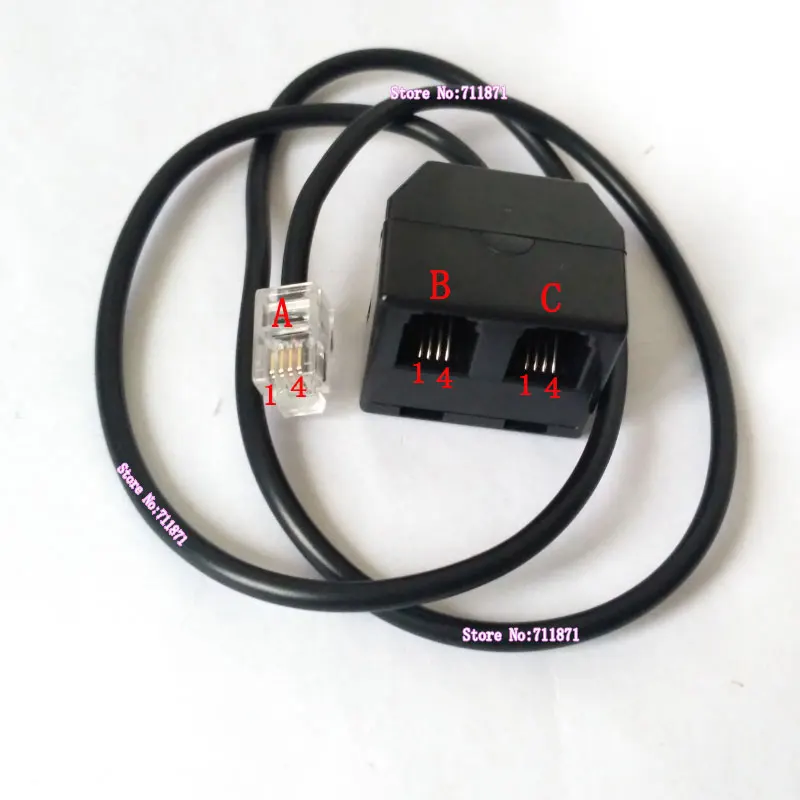 4P Rj9 kabel telepon pria ke 2 wanita, satu jalur telepon ganda 4Pin Rj9 garis pemisah untuk Headset telepon IP