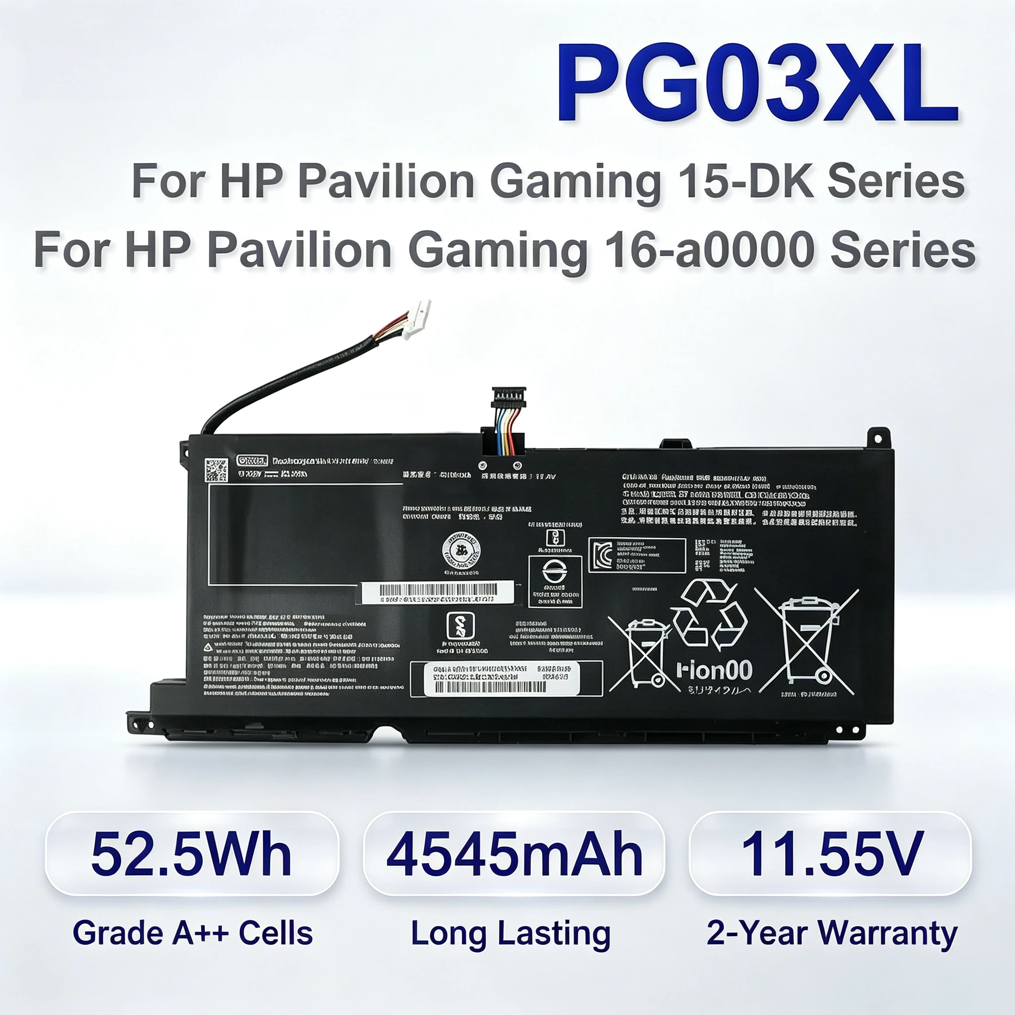 New PG03XL Battery For HP Pavilion Gaming 15-DK dk0003nq 15-dk0020TX 15-ec 15-ec0000 OMEN 5X FPC52 HSTNN-DB9G L48430-2B1