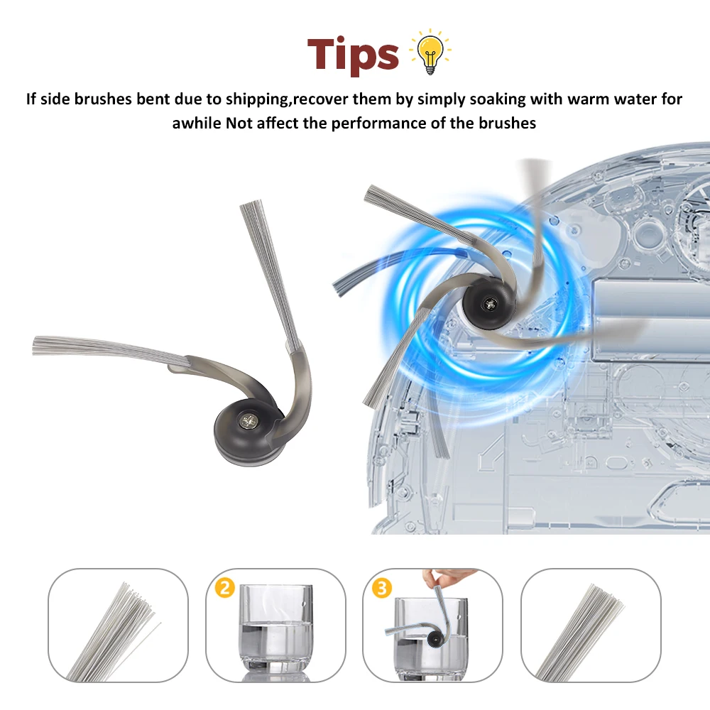 فرشاة جانبية لمكنسة Roborock G20S Ultra/G30/P20 PRO/P20 Plus/P20 Ultra/Qrevo Curv/Qrevo Edge/Qrevo Edge 5V1/Qrevo 5AE