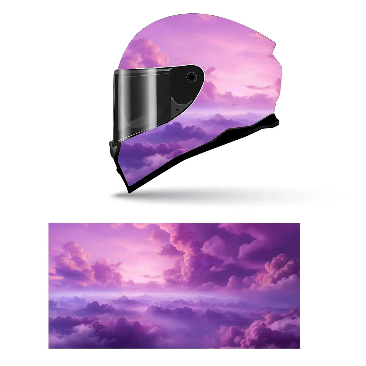 

Purple Skies And Clouds Full Helmet Wrap Sticker Motorcycle Helmet Racing Graphic Decal Vinyl Wrap Helmet Decorative Sticker