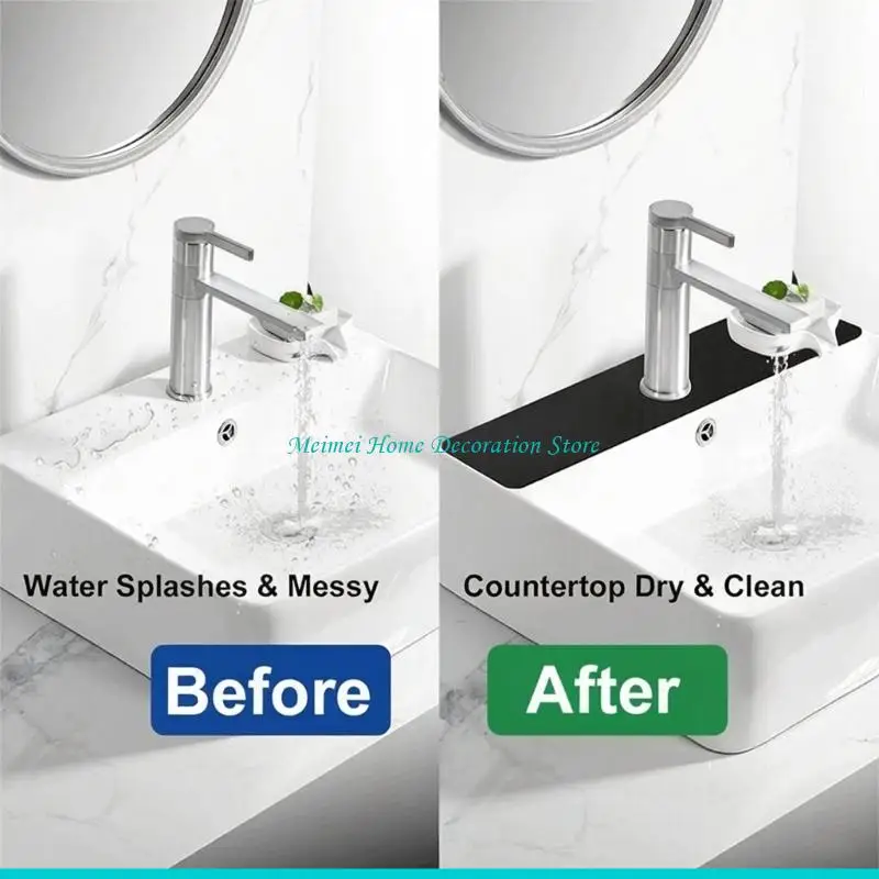 H7BF Nonslip Countertops Protectors DIY Sink Mat Fit 2/3/4 Hole Faucets Customizable