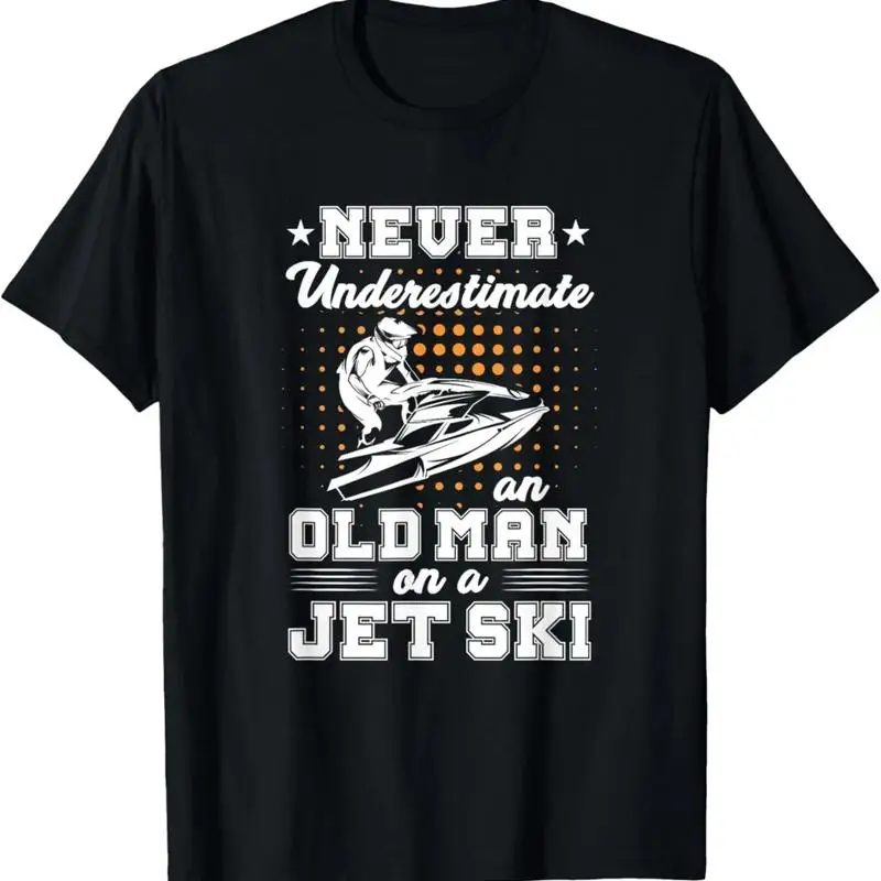 Never Underestimate an Old Man on a Jet Ski Orange Star T-Shirt