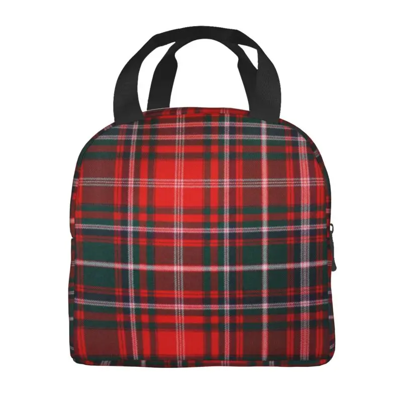 Red Modern Tartan Plaid Thermal Insulated Lunch Bags Women Fashion Gingham Resuable Lunch Container for Picnic Storage Food Box