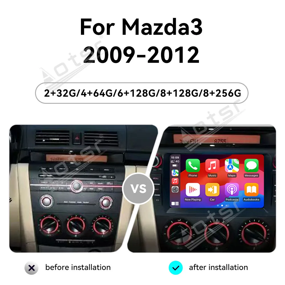 8 Inch Original Style HD Touchscreen GPS Navigation Carplay Car Radio For Mazda 3 2009-2012 Premium Car Media Upgrade Accessory