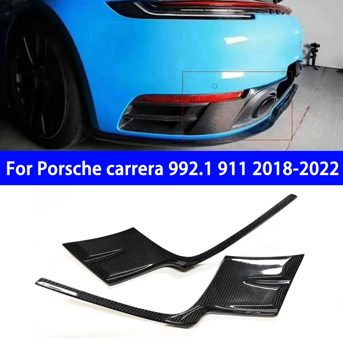 

Suitable for Porsche Carrera 911 9922018-2022 Car Rear Bumper Guard Intake Frame Carbon Fiber Appearance