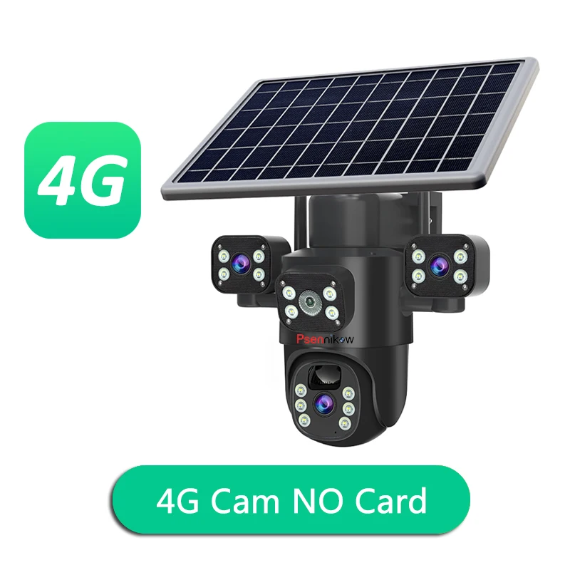 

4K 6MP Solar Camera 4G SIM/WIFI Three Lens Security Outdoor Recording Humanoid Tracking Color Night Vision PIR Detect Camera