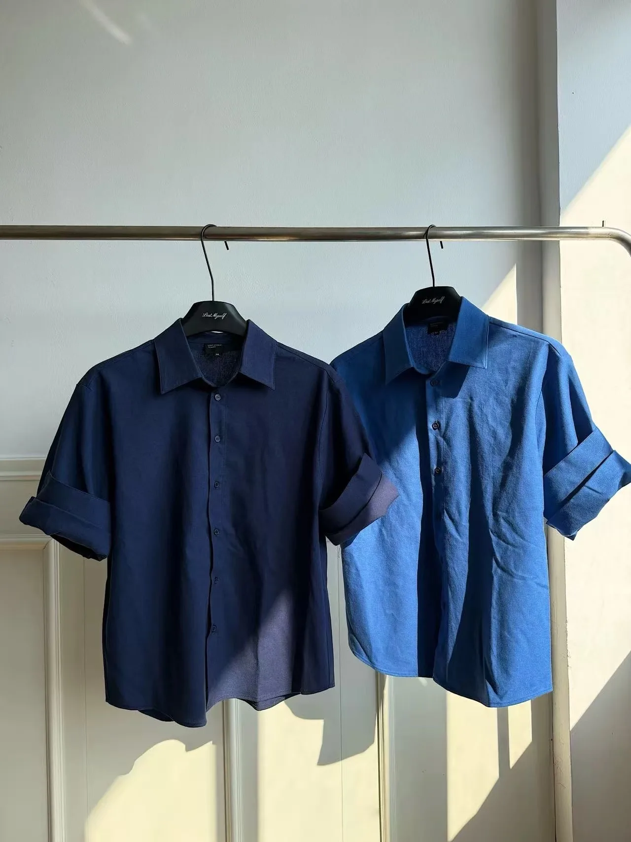 Men's Cotton Linen Short Sleeved Shirt American Casual Fashion Simple High Street Summer Rolled Up Sleeve Design Shirt T-shirt
