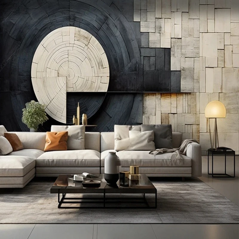 Creative high-end geometric abstract Nordic sofa background wall paper workwear mural luxury home decoration bedroom