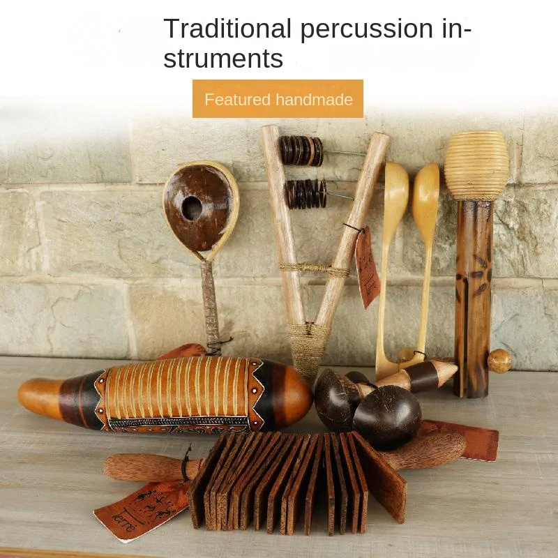 African Ringing Board Coconut Ball Hammer Ringing Stick Painted South American Traditional Percussion Ethnic Instrument