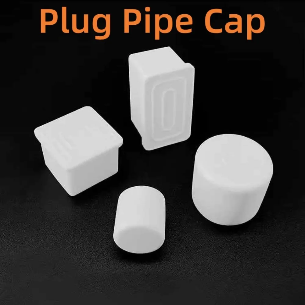 Durable White PVC Furniture Foot Tips, Round & Square Pipe End Caps, Anti-Scratch Floor Protectors for Chair Legs, Table Feet