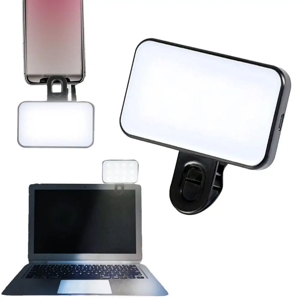 Luce di riempimento del telefono portatile LED Selfie Fill Light ricaricabile 3 modalità luminosità regolabile telefono Laptop Tablet Meeting Make Up