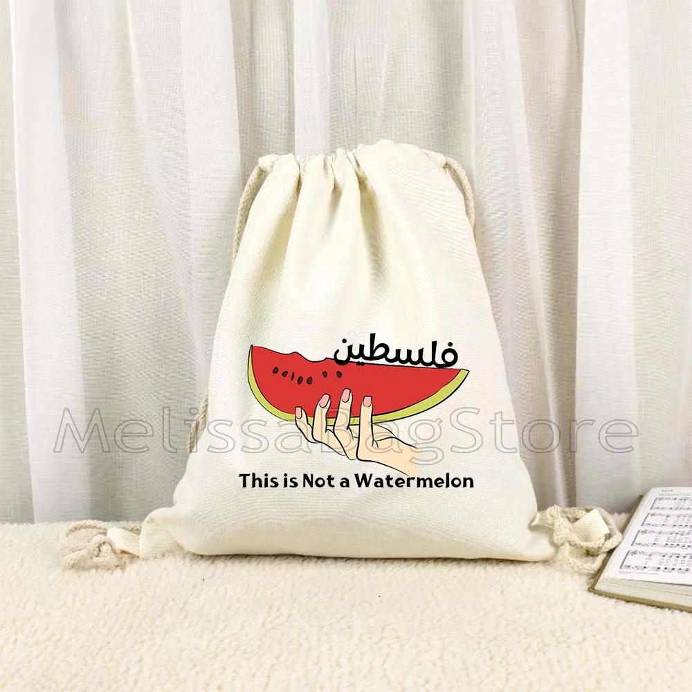 Cute This Is Not A Watermelon Art Colorful Arabic Calligraphy Cute Gifts Fashion Canvas Drawstring Bags Backpack Yoga Sackpack