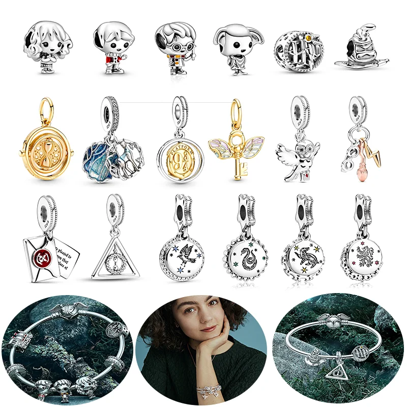 HOT TOYS 925 Sterling Silver Harry Potter Charm Beads Fits Bracelets Bangle Necklace For Women Pendant Luxury Christmas Gift