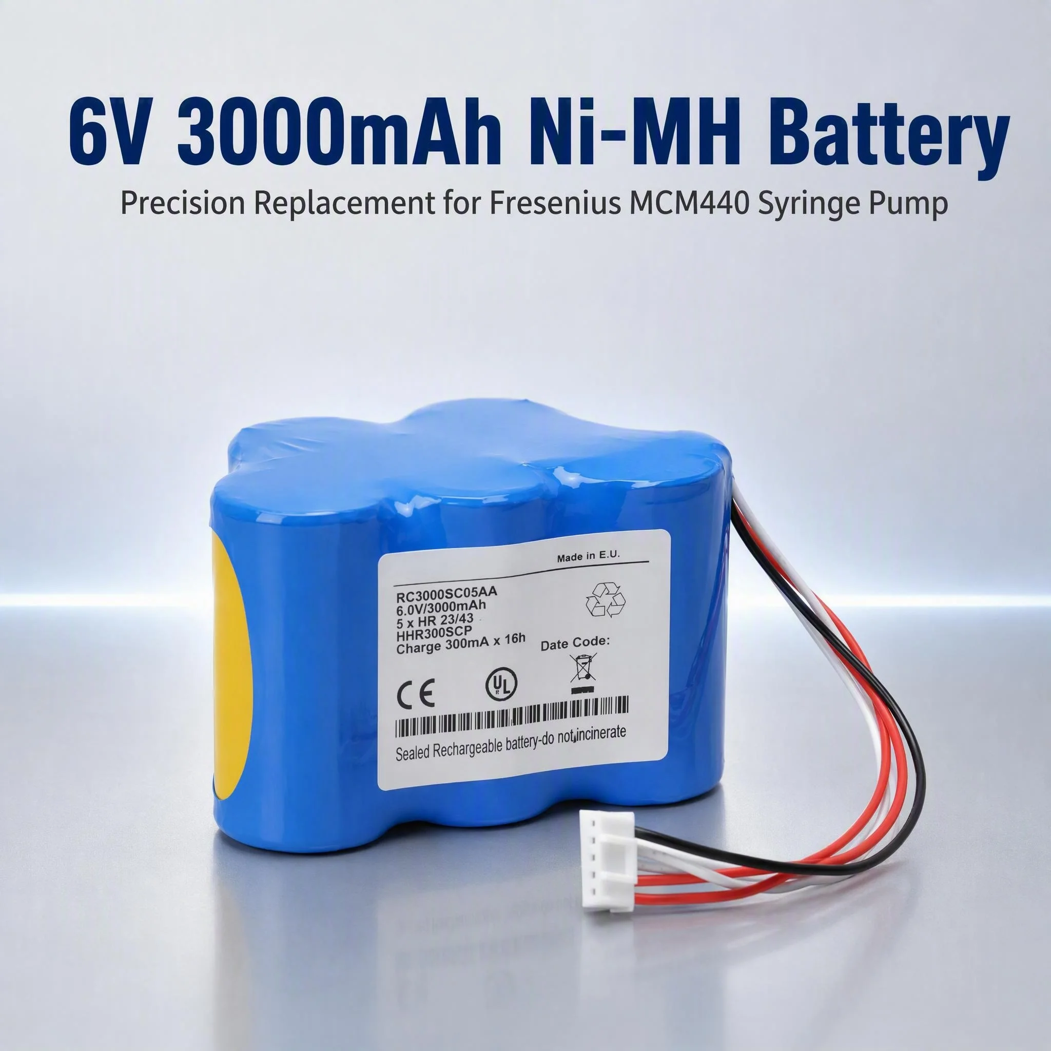 RC3000SC05AA 6V 3000mAh Ni-MH Replacement Battery for Fresenius MCM440 Infusion Syringe Pump Medical Equipment