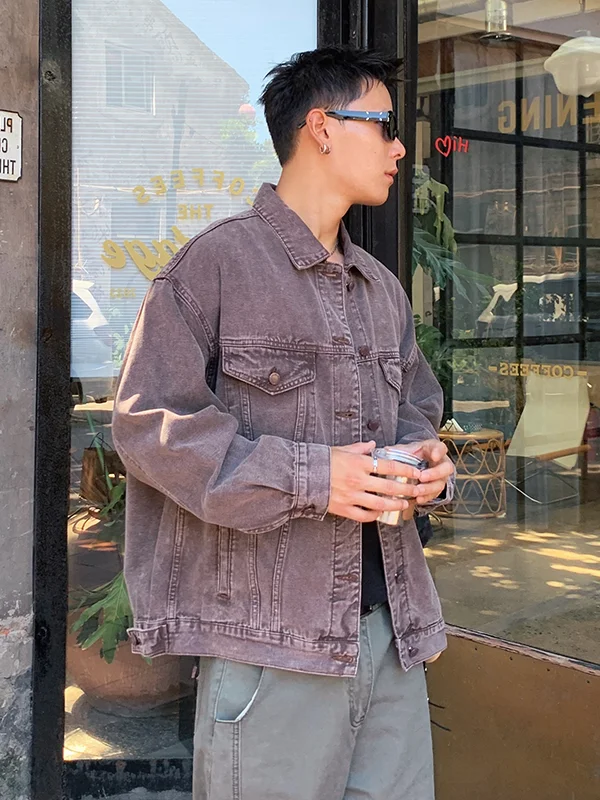 

Мужская джинсовая куртка большого размера в стиле ретро, весна-осень, свободный крой, рабочая одежда, повседневная модная верхняя одежда, бренд High Street