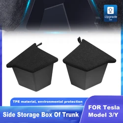 For Tesla Model Y Rear Trunk Organizer with Lids Side Storage Box 2021 2022  Waterproof Odorless Garbage Bins Car Accessories