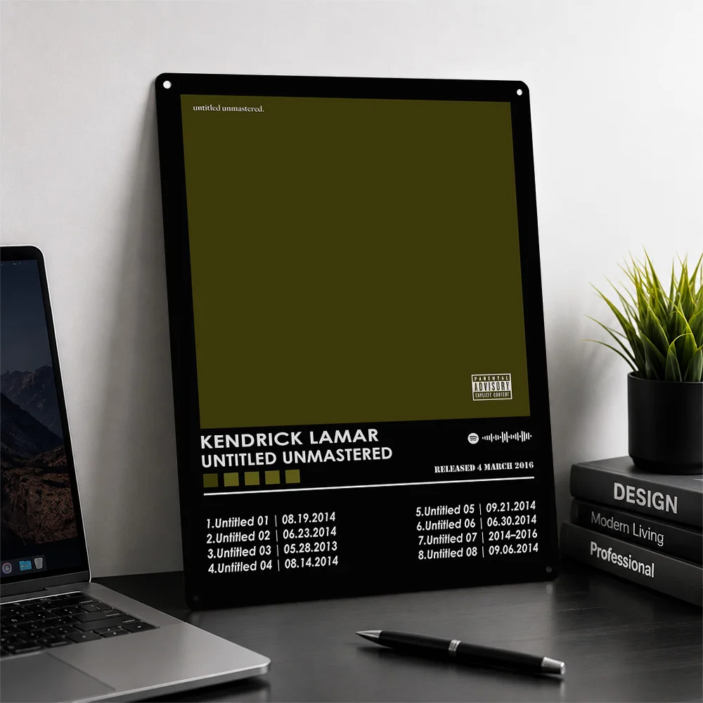 Kendrick Lamar Untitled Unmastered Personalized 3D Textured Metal Poster Wall Art Vintage Tin Signs for Luxury Decoration Home