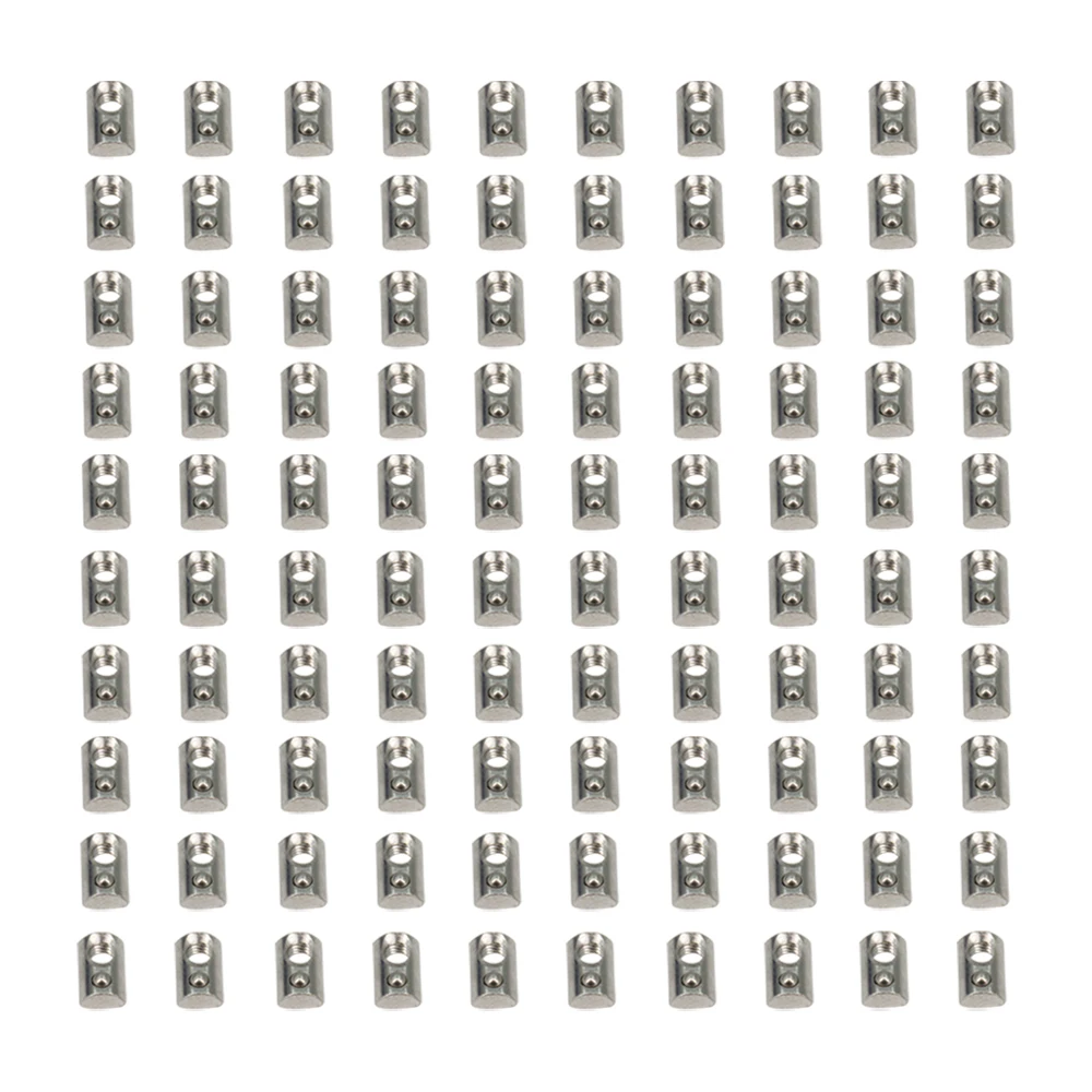 Befenybay 100pcs 2020 Series M5 Half Round Roll in Spring T Nuts for 6mm Slot 2020 2040 2060 2080 Aluminum Extrusion Profile