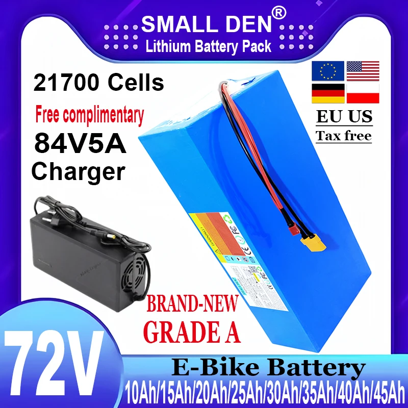 

New 72V 15Ah 30Ah 45Ah Lithium Battery Pack 84V Electric Bicycle Scooter Tricycle Motorcycle BMS 3500W High Power Battery Pack