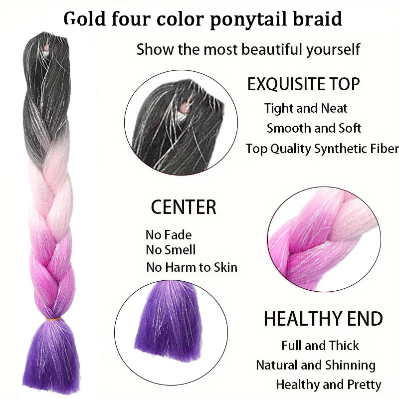 Fil d'Or Ultraviolette Multicolore 600, Tresse Ultraviolette, Fibre Synthétique Résistante à la Chaleur, Adapté à une Utilisation en ix, Quatre Couleurs