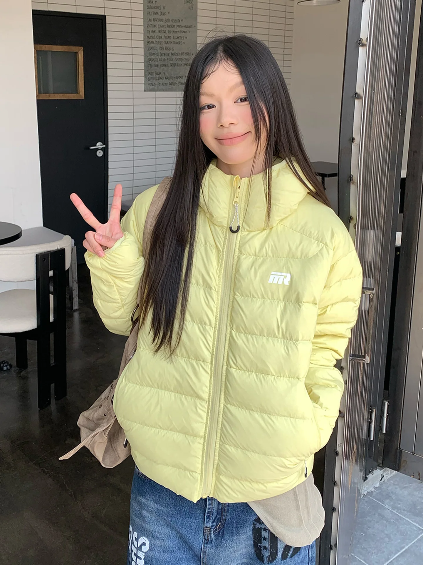 

Lightweight American Style Minimalist Women's Cotton Jacket Winter New Arrival Warm Hooded Loose Couple Top Retro Print