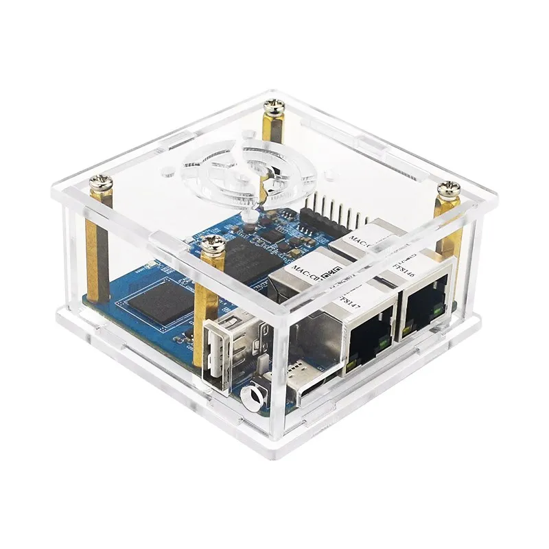 Acrylic Case for Orange Pi R1 Plus Optional Cooling Fan Clear Box Protection Shells Transparent Case for Orange Pi R1 Plus LTS