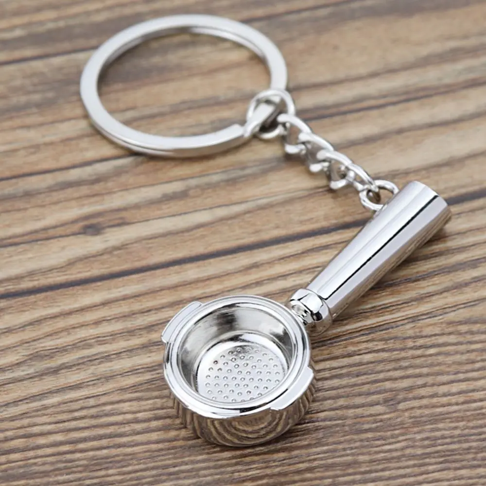 Metal 3D Creative Coffee Keychain Pitcher Mini Coffee Handle Keyring Creative Accessories Creative Barista Coffee Keychain