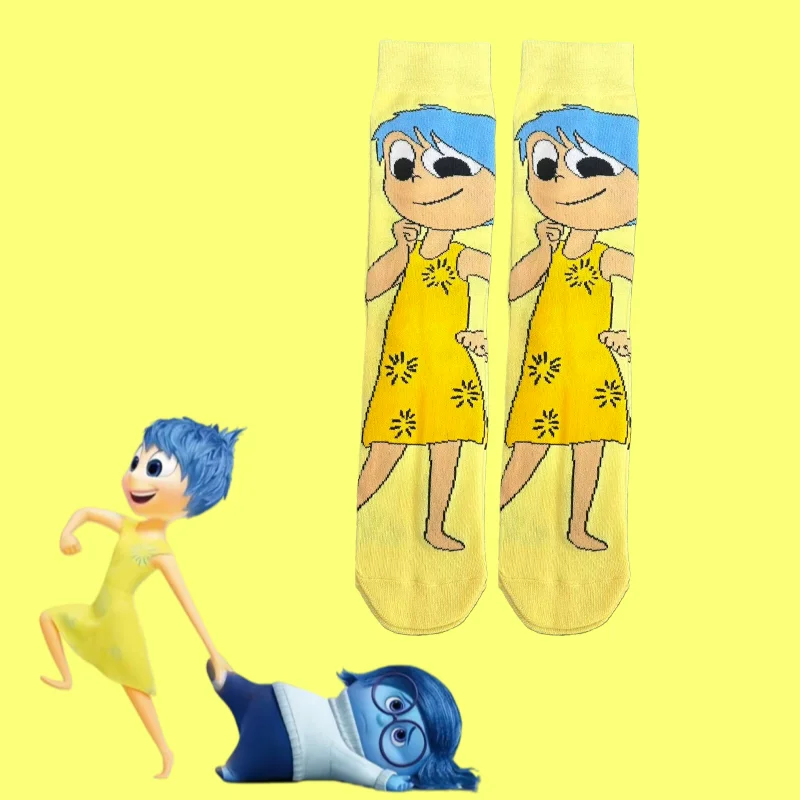 1/5 paia di calzini al ginocchio carini con personaggi dei cartoni animati Disney's Inside Out unisex