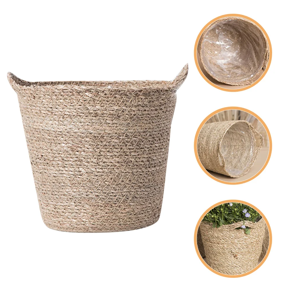 

Handwoven Straw Woven Planter Basket Decorative Indoor Plant Container Flower Pot Storage Basket Multipurpose Indoor Planter