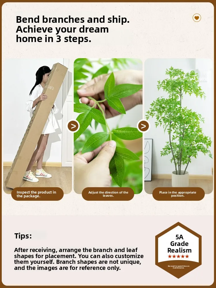 

Indoor Large Size Simulation een Plant South Heaven Bamboo Floor Pot Decoration Living Room Luxury Decor Artificial Tree